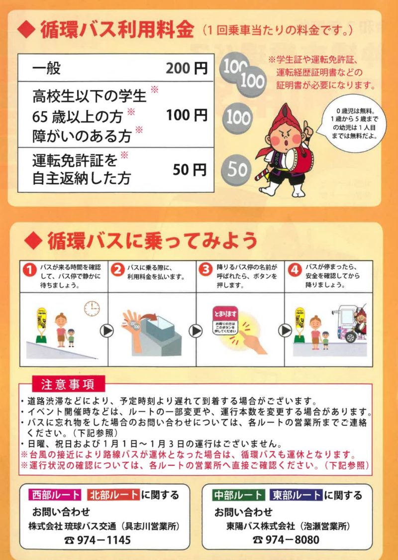 沖縄市循環バスの料金